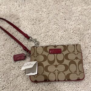 Coach Tan and Red Wristlet